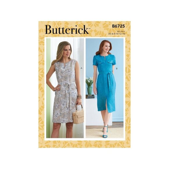 Butterick Sewing Pattern B6725 Dress Belted Misses Size 6-14 - Picture 1 of 3